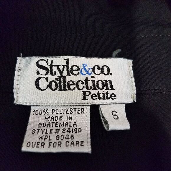 Style & Co Black Full Button Down Petites Small Dress 3/4 Sleeves Polyester PS - Picture 4 of 13